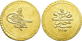 EGYPT. Ahmed III (1703-1730). GOLD Findik. Misr (Cairo). Dated AH 1115