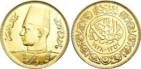 EGYPT. Farouk I (1936-1952). Gold 1 Pound. Tower mint (London). Dated AH 1357 (AD 1938)