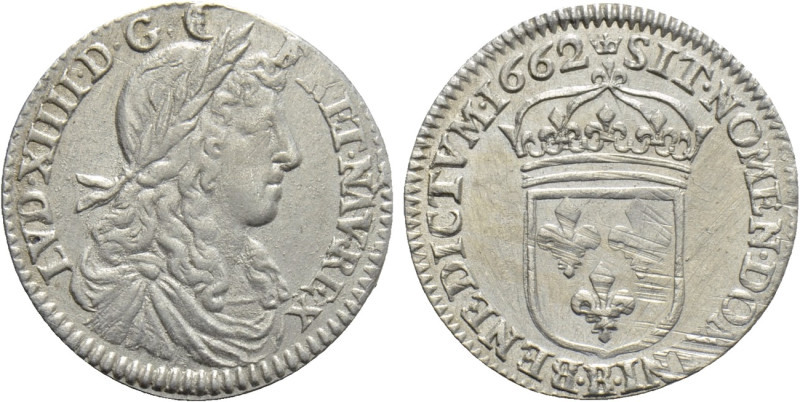 FRANCE. Louis XIV (1643-1715). 1/12 Écu (1662-B). Rouen. 

Obv: LVD XIIII D G ...