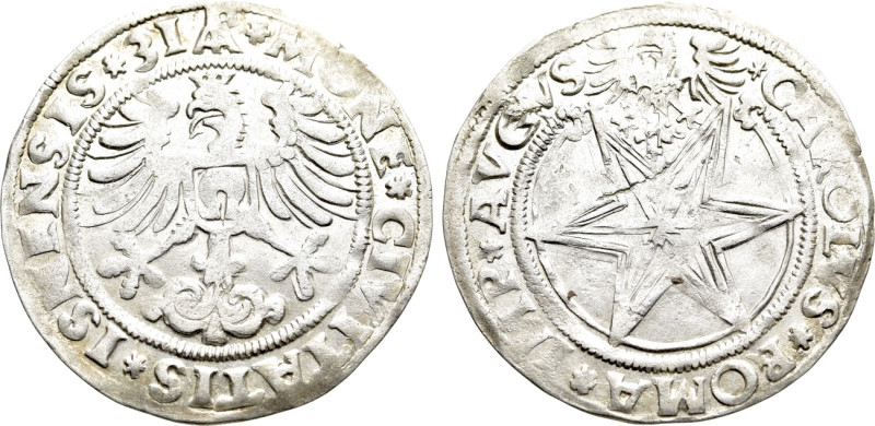 GERMANY. Free city of Isny. Batzen (1531). 

Obv: MONE CIVITATIS ISNENSIS 31. ...