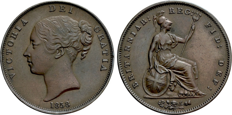 GREAT BRITAIN. Victoria (1837-1901). Penny (1858). 

Obv: VICTORIA DEI GRATIA....