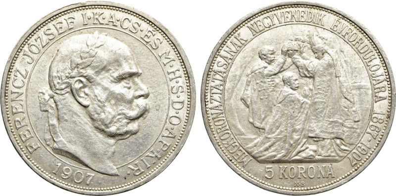 HUNGARY. Franz Joseph I (1848-1916). 5 Corona (1907). Kremnitz. 

Obv: FERENCZ...