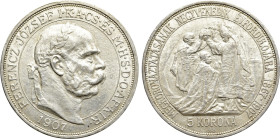 HUNGARY. Franz Joseph I (1848-1916). 5 Corona (1907). Kremnitz