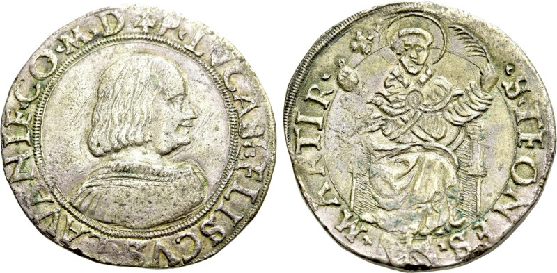 ITALY. Messerano. Pier Luca Fieschi (1528-1548). Testone. 

Obv: + P LVCAS FLI...