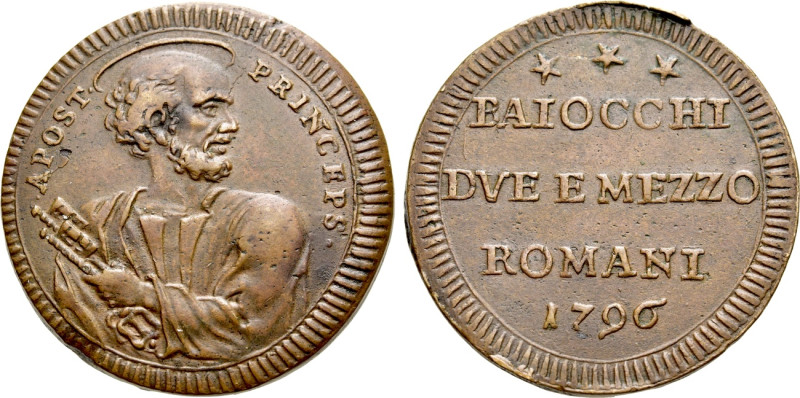 ITALY. Papal States. Pius VI (1775-1799). 2 1/2 Baiocchi (1796). Rome. 

Obv: ...
