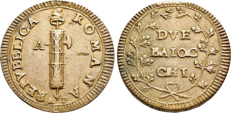 ITALY. Papal States. Repubblica Romana (1798-1799). 2 Baiocchi. Ancona. 

Obv:...