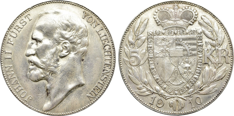 LIECHTENSTEIN. Johann II (1858-1929). 5 Kronen (1910). Wien (Vienna). 

Obv: J...