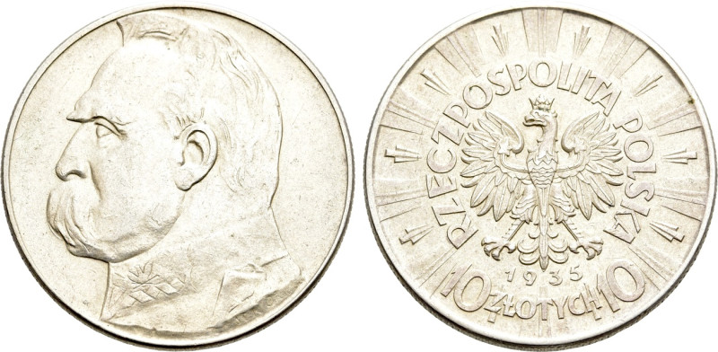 POLAND. 10 Zlotych (1935). 

Obv: Head of Jozef Pilsudski left.
Rev: RZECZPOS...
