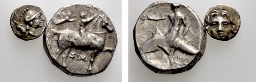 2 Greek Coins. 

Obv: .
Rev: .

. 

Condition: See picture.

Weight: g....