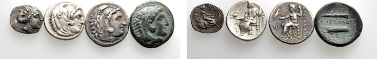 4 Greek Coins. 

Obv: .
Rev: .

. 

Condition: See picture.

Weight: g....