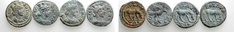 4 Roman Provincial Coins of Troas. 

Obv: .
Rev: .

. 

Condition: See pi...