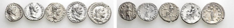 5 Roman Denarii. 

Obv: .
Rev: .

. 

Condition: See picture.

Weight: ...