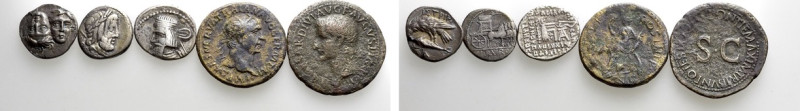 5 Greek and Roman Coins. 

Obv: .
Rev: .

. 

Condition: See picture.

...