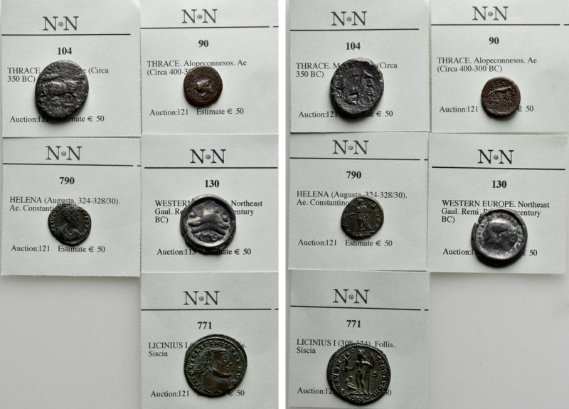 5 Greek, Roman and Celtic Coins. 

Obv: .
Rev: .

. 

Condition: See pict...