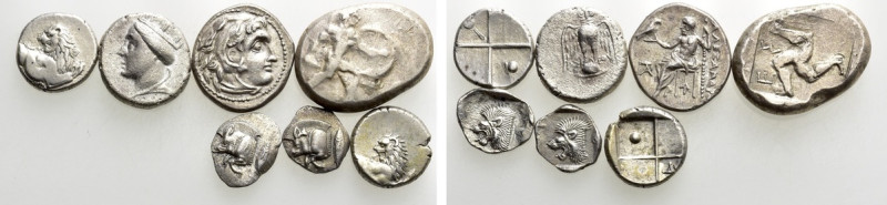 7 Greek Coins. 

Obv: .
Rev: .

. 

Condition: See picture.

Weight: g....
