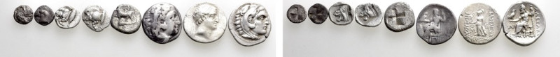 8 Greek Coins. 

Obv: .
Rev: .

. 

Condition: See picture.

Weight: g....