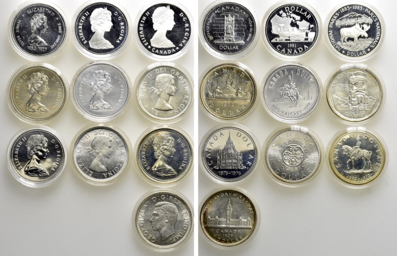 10 Silver Dollar Coins of Canada. 

Obv: .
Rev: .

. 

Condition: See pic...
