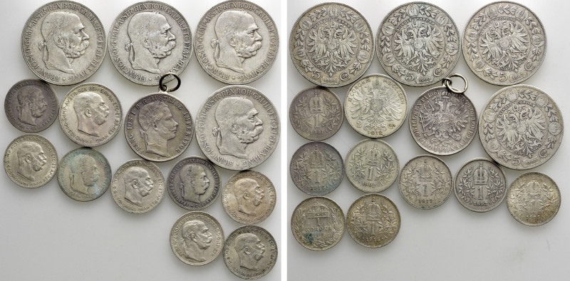 14 Silver Coins of the Austrian Empire / Hungary / Franz Joseph. 

Obv: .
Rev...