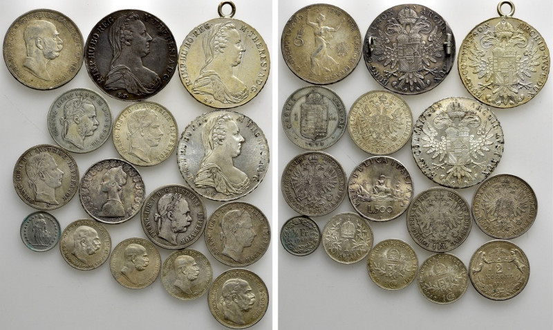 15 Silver Coins of Austria / Hungary / Franz Joseph / Maria Theresia etc. 

Ob...