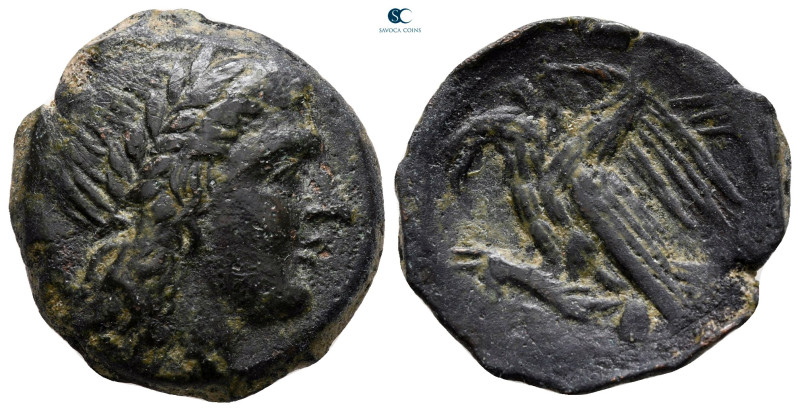 Sicily. Akragas circa 287-282 BC. 
Bronze Æ

23 mm, 6,16 g

Laureate head o...