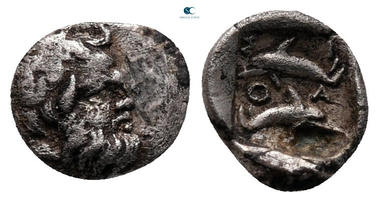 Islands off Thrace. Thasos circa 411-404 BC. 
Hemiobol AR

9 mm, 0,43 g

He...