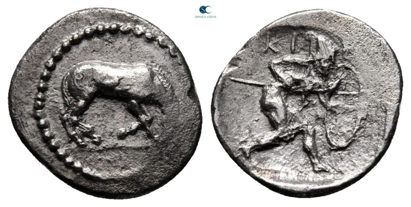 Thessaly. Kierion circa 400-360 BC. 
Trihemiobol AR

13 mm, 0,83 g

Horse s...