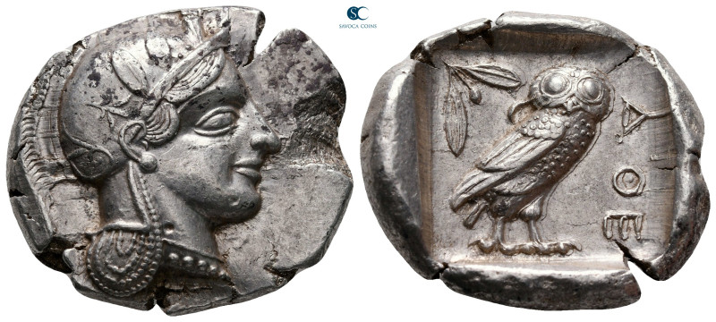 Attica. Athens circa 454-404 BC. 
Tetradrachm AR

28 mm, 16,98 g

Helmeted ...