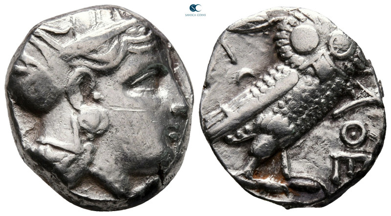 Attica. Athens circa 350-294 BC. 
Tetradrachm AR

22 mm, 17,13 g

Head of A...