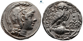 Attica. Athens circa 165-142 BC. Aphrodisi-, Diony- and Aris-, magistrates. Struck ca. 119/8 BC. Tetradrachm AR