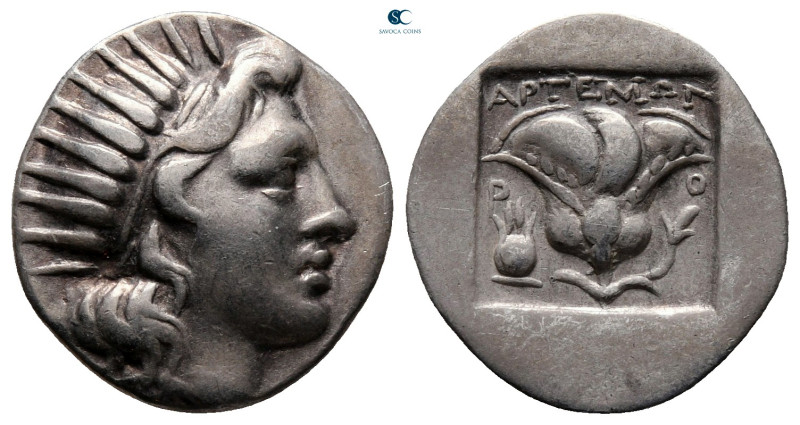 Islands off Caria. Rhodos circa 170-150 BC. ΑΡΤΕΜΩΝ (Artemon), magistrate
Plint...