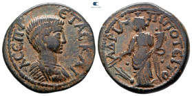 Phrygia. Hadrianopolis - Sebaste. Geta as Caesar AD 197-209. Poteitos, archo. Bronze Æ