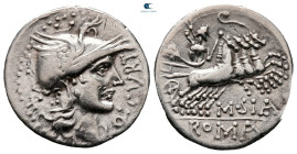 Q. Curtius and M. Silanus 116-115 BC. Rome. Denarius AR