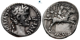 Augustus 27 BC-AD 14. Lugdunum (Lyon). Denarius AR