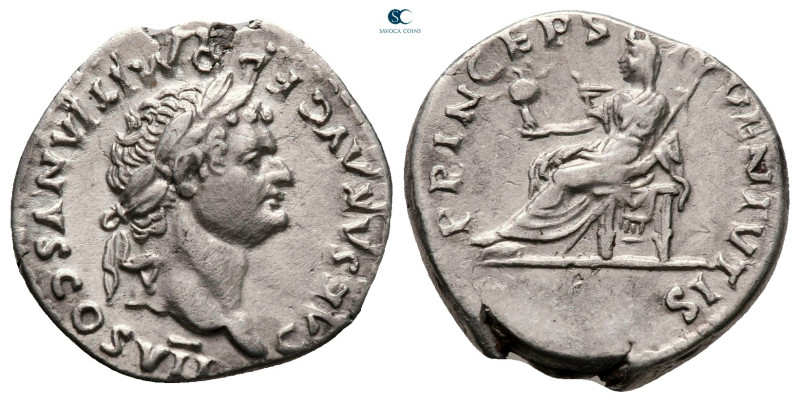 Domitian AD 81-96. Rome
Denarius AR

18 mm, 3,20 g

CAESAR AVG F DOMITIANVS...