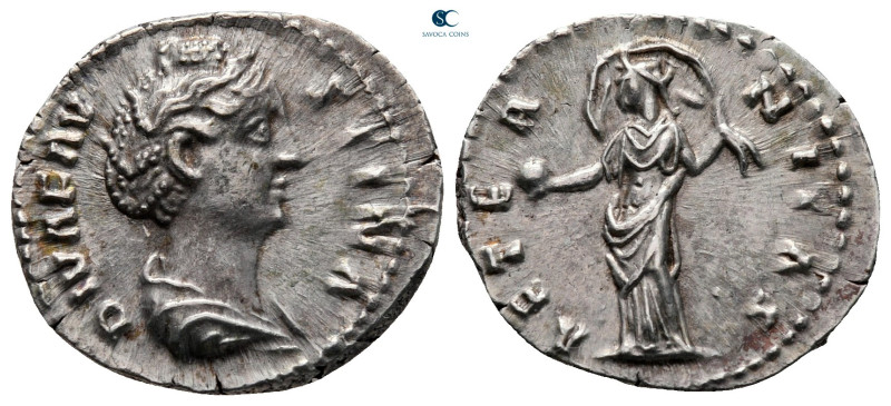 Diva Faustina I AD 140-141. Rome
Denarius AR

19 mm, 3,26 g

DIVA FAVSTINA,...