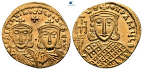 Constantine V Copronymus, with Leo IV and Leo III AD 741-7756. Constantinople. Solidus AV