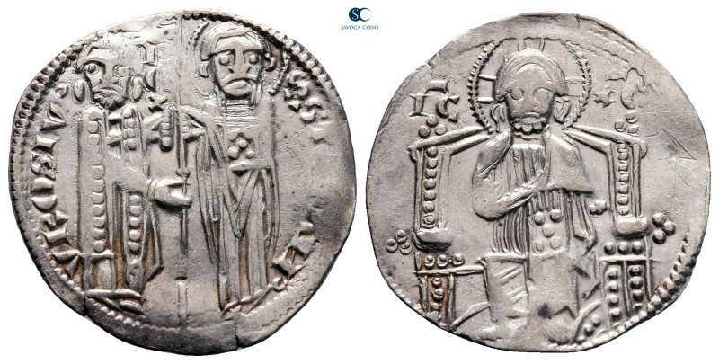 Stefan Uros II Milutin AD 1282-1321. 
Dinar AR

21 mm, 2,20 g

S STEFAN VRO...