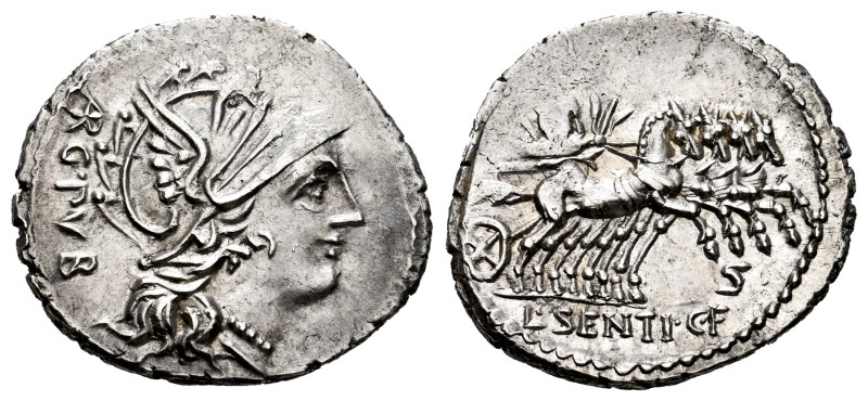 Sentius. Lucius Sentius C. f. Denarius. 101 BC. Norte de Italia. (Ffc-1108). (Cr...