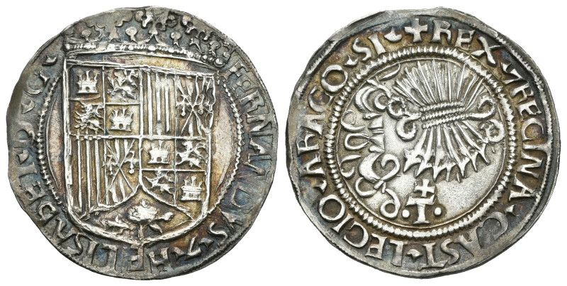 Catholic Kings (1474-1504). 1 real. Toledo. (Cal-462). Ag. 3,38 g. With T betwee...
