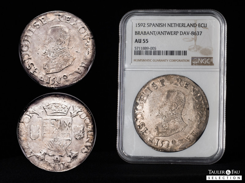 Philip II (1556-1598). 1 escudo. 1592. Antwerpen. (Tauler-1145). (Vti-1268). (Da...