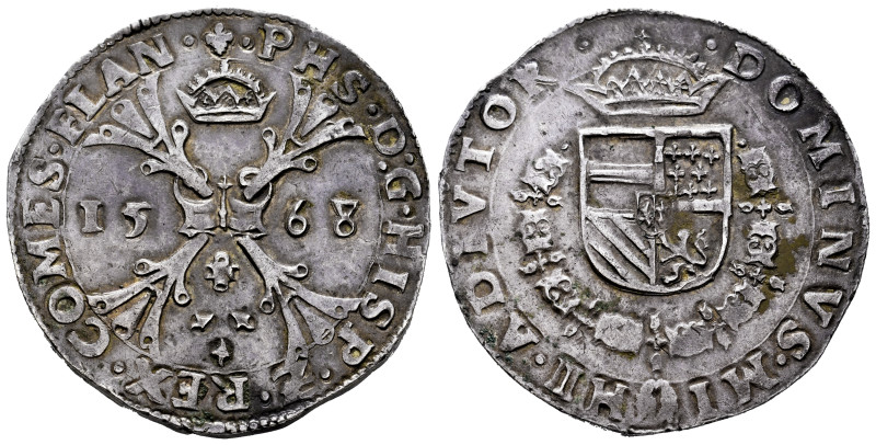 Philip II (1556-1598). 1 escudo of Burgundy. 1568. Bruges. (Tauler-1285). (Vti-1...