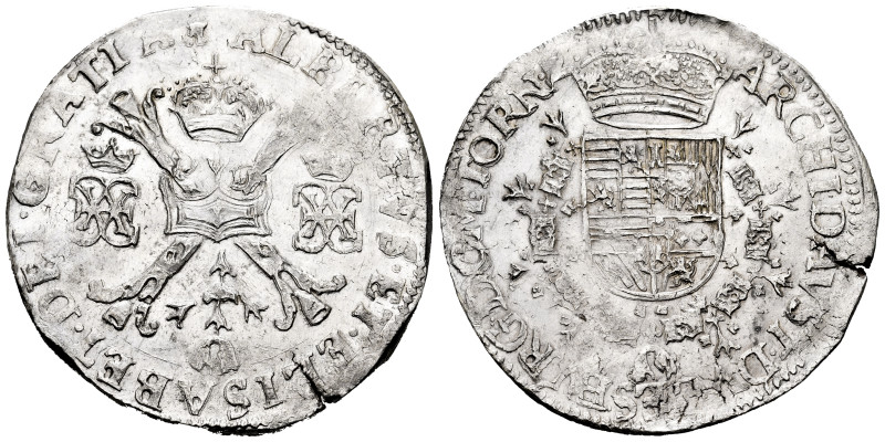 Albert and Elizabeth (1598-1621). 1 patagon. ND. Tournai. (Tauler-1724). (Vti-37...