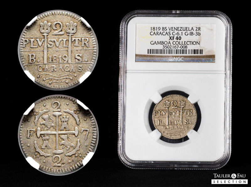 Independence War (1811-1821). Ferdinand VII (1808-1833). 2 reales. 1819. Caracas...