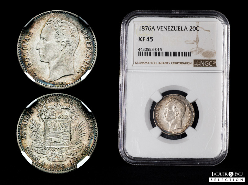 United States of Venezuela (1864-1953). 20 centavos. 1876. Paris. A. (Km-Y14). A...