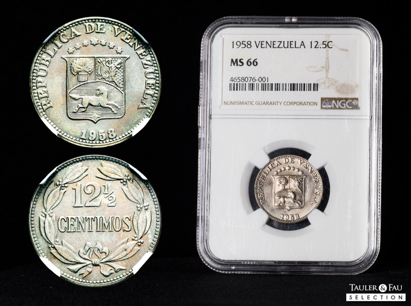 United States of Venezuela (1864-1953). 12 1/2 centimos. 1958. Philadelphia. (Km...
