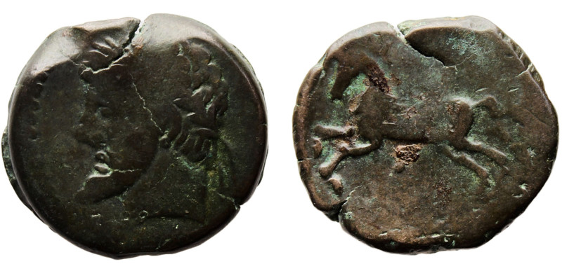Ancient Greek States Syracuse AE ca.400-300 BC O: Head of Zeus; R: horse prancin...