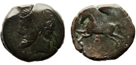 Ancient Greek States Syracuse AE ca.400-300 BC O: Head of Zeus; R: horse prancing Bronze F 15.4g