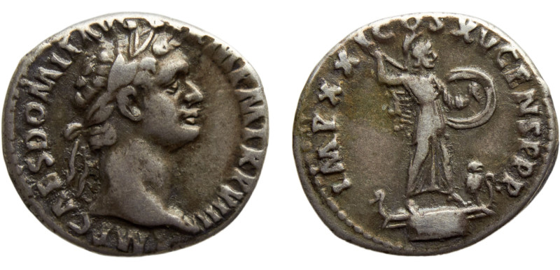 Ancient Roma Empire Domitian AR Denarius AD 91 Rome mint O: laureate head right;...