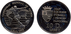 Andorra Principality Joan Martí i Alanis 10 Diners 1993 Singapore mint(Mintage 20000) 1994 FIFA World Cup in United States Silver PF 31.8g KM# 86