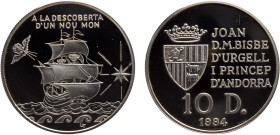 Andorra Principality Joan Martí i Alanis 10 Diners 1994 Royal mint(Mintage 20000) Discovery of America Silver PF 31.7g KM# 98